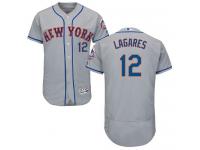 Grey Juan Lagares Men #12 Majestic MLB New York Mets Flexbase Collection Jersey