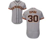 Grey Orlando Cepeda Men #30 Majestic MLB San Francisco Giants Flexbase Collection Jersey