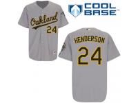 Grey Rickey Henderson Men #24 Majestic MLB Oakland Athletics Cool Base Road Jersey