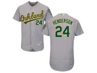 Grey Rickey Henderson Men #24 Majestic MLB Oakland Athletics Flexbase Collection Jersey
