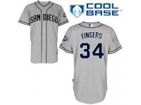 Grey Rollie Fingers Men #34 Majestic MLB San Diego Padres Cool Base Road Jersey