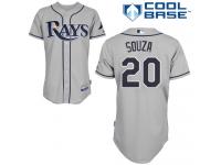 Grey Steven Souza Jr Men #20 Majestic MLB Tampa Bay Rays Cool Base Road Jersey
