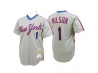 Grey Throwback Mookie Wilson Men #1 Mitchell And Ness MLB New York Mets Jersey