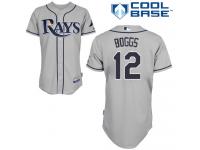 Grey Wade Boggs Men #12 Majestic MLB Tampa Bay Rays Cool Base Road Jersey
