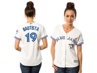 Jose Bautista Toronto Blue Jays Majestic Women's Cool Base 40th Anniversary Patch Jersey - White