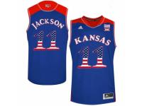 Kansas Jayhawks #11 Josh Jackson Blue Men USA Flag College Basketball Jersey