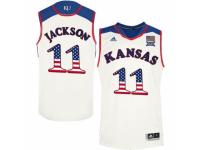 Kansas Jayhawks #11 Josh Jackson White Men USA Flag College Basketball Jersey