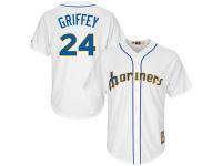 Ken Griffey Jr Seattle Mariners Majestic Cool Base Cooperstown Collection Player Jersey - White Royal Blue