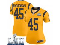 Legend Vapor Untouchable Women's Ogbonnia Okoronkwo Los Angeles Rams Nike Color Rush Super Bowl LIII Bound Jersey - Gold