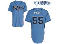 Light Blue Matt Moore Men #55 Majestic MLB Tampa Bay Rays Cool Base Alternate Jersey