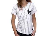 Majestic New York Yankees Ladies White Pinstripe Replica Baseball Jersey