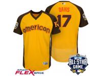 Men 2016 MLB All-Star American Kansas City Royals Wade Davis #17 Yellow Run Derby Flex Base Jersey