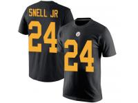 Men #24 Benny Snell Jr. Black Football Rush Pride Name & Number Pittsburgh Steelers T-Shirt