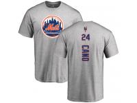 Men #24 Robinson Cano Ash Baseball Backer New York Mets T-Shirt