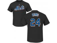 Men #24 Robinson Cano Black Baseball Name & Number New York Mets T-Shirt