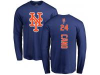 Men #24 Robinson Cano Royal Blue Baseball Backer New York Mets Long Sleeve T-Shirt