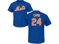 Men #24 Robinson Cano Royal Blue Baseball Name & Number New York Mets T-Shirt