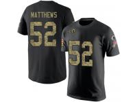 Men #52 Clay Matthews Black Camo Football Salute to Service Los Angeles Rams T-Shirt