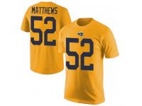 Men #52 Clay Matthews Gold Football Rush Pride Name & Number Los Angeles Rams T-Shirt