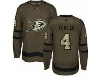 Men Adidas Anaheim Ducks #4 Cam Fowler Green Salute to Service NHL Jersey