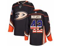 Men Adidas Anaheim Ducks #42 Josh Manson Black USA Flag Fashion NHL Jersey
