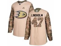 Men Adidas Anaheim Ducks #47 Hampus Lindholm Camo Veterans Day Practice NHL Jersey