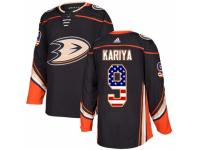 Men Adidas Anaheim Ducks #9 Paul Kariya Black USA Flag Fashion NHL Jersey