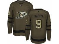 Men Adidas Anaheim Ducks #9 Paul Kariya Green Salute to Service NHL Jersey