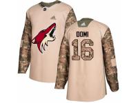 Men Adidas Arizona Coyotes #16 Max Domi Camo Veterans Day Practice NHL Jersey