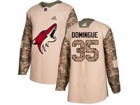 Men Adidas Arizona Coyotes #35 Louis Domingue Camo Veterans Day Practice NHL Jersey