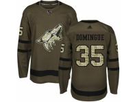 Men Adidas Arizona Coyotes #35 Louis Domingue Green Salute to Service NHL Jersey