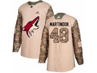Men Adidas Arizona Coyotes #48 Jordan Martinook Camo Veterans Day Practice NHL Jersey
