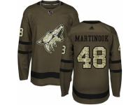 Men Adidas Arizona Coyotes #48 Jordan Martinook Green Salute to Service NHL Jersey