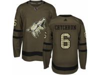 Men Adidas Arizona Coyotes #6 Jakob Chychrun Green Salute to Service NHL Jersey