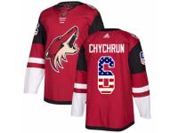 Men Adidas Arizona Coyotes #6 Jakob Chychrun Red USA Flag Fashion NHL Jersey