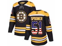 Men Adidas Boston Bruins #51 Ryan Spooner Black USA Flag Fashion NHL Jersey