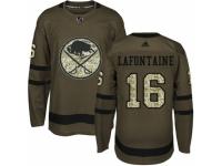 Men Adidas Buffalo Sabres #16 Pat Lafontaine Green Salute to Service NHL Jersey
