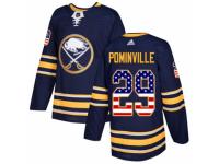 Men Adidas Buffalo Sabres #29 Jason Pominville Navy Blue USA Flag Fashion NHL Jersey