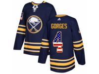 Men Adidas Buffalo Sabres #4 Josh Gorges Navy Blue USA Flag Fashion NHL Jersey