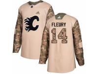 Men Adidas Calgary Flames #14 Theoren Fleury Camo Veterans Day Practice NHL Jersey