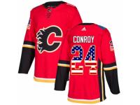 Men Adidas Calgary Flames #24 Craig Conroy Red USA Flag Fashion NHL Jersey