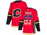 Men Adidas Calgary Flames #67 Michael Frolik Red USA Flag Fashion NHL Jersey