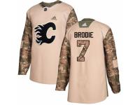 Men Adidas Calgary Flames #7 TJ Brodie Camo Veterans Day Practice NHL Jersey