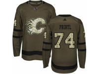 Men Adidas Calgary Flames #74 Daniel Pribyl Green Salute to Service NHL Jersey