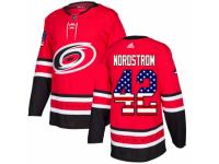 Men Adidas Carolina Hurricanes #42 Joakim Nordstrom Red USA Flag Fashion NHL Jersey