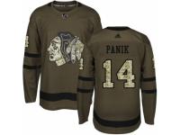 Men Adidas Chicago Blackhawks #14 Richard Panik Green Salute to Service NHL Jersey