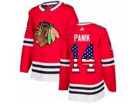Men Adidas Chicago Blackhawks #14 Richard Panik Red USA Flag Fashion NHL Jersey