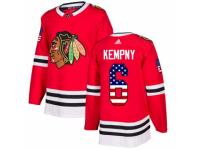Men Adidas Chicago Blackhawks #6 Michal Kempny Red USA Flag Fashion NHL Jersey