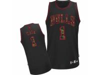 Men Adidas Chicago Bulls #1 Derrick Rose Authentic Black Camo Fashion NBA Jersey