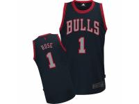 Men Adidas Chicago Bulls #1 Derrick Rose Authentic Black Graystone Fashion NBA Jersey